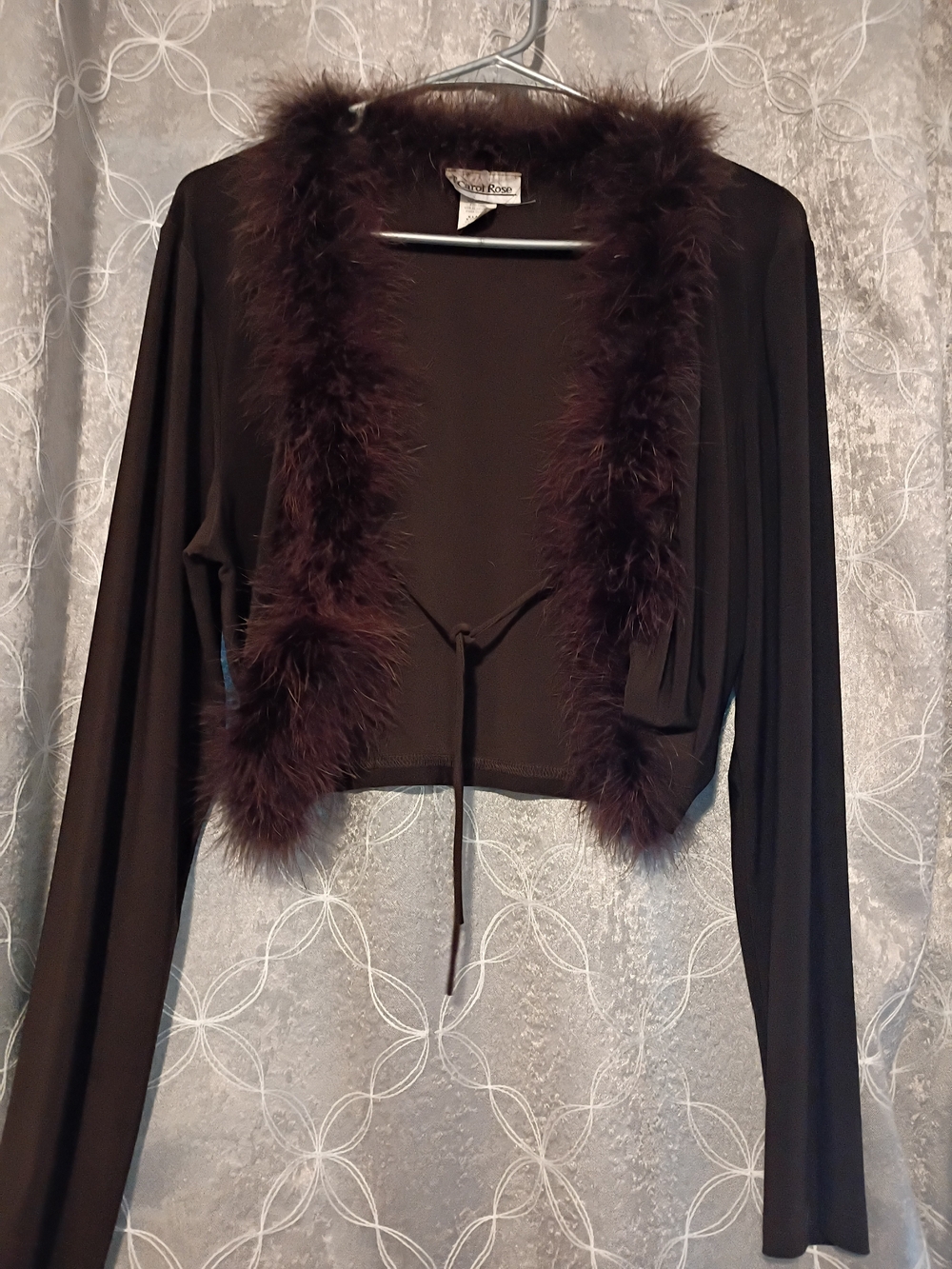 CAROL ROSE~Long-Sleeve Crop Coat With faux fur trim